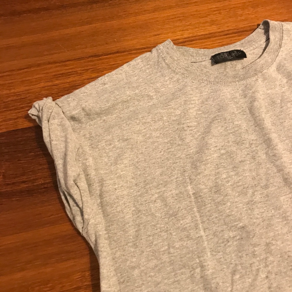 Topshop heather gray tee with roll up sleeves